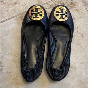 Tory Burch Black Leather Ballet Flats-Size 7